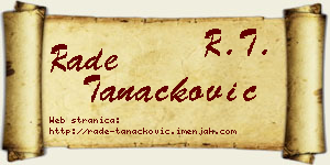 Rade Tanacković vizit kartica